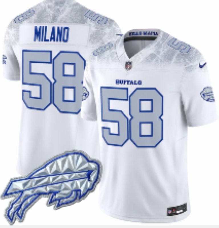 Men Buffalo Bills #58 Milano Nike White 2025 Rivalries Collection Limited NFL Jersey